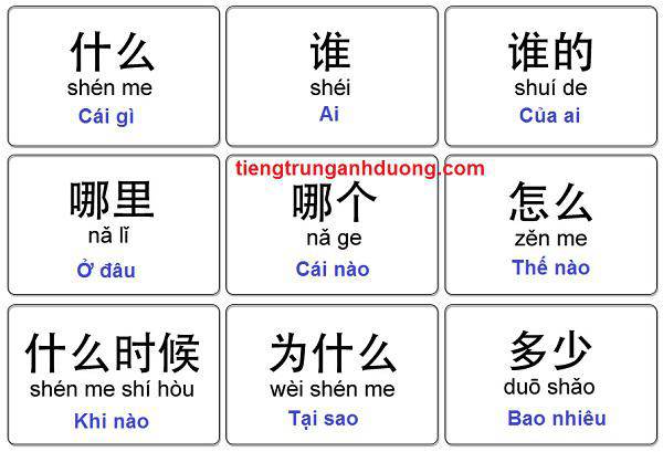 Các từ để hỏi trong tiếng Trung (tiếng Hoa)