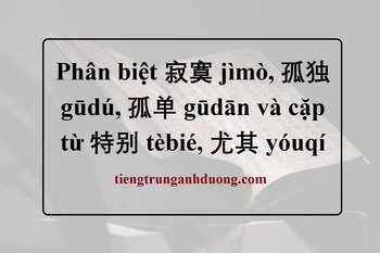 Phân biệt 寂寞 jìmò, 孤独 gūdú, 孤单 gūdān và cặp từ 特别 tèbié, 尤其 yóuqí Phân biệt 寂寞 jìmò, 孤独 gūdú, 孤单 gūdān và cặp từ 特别 tèbié, 尤其 yóuqí